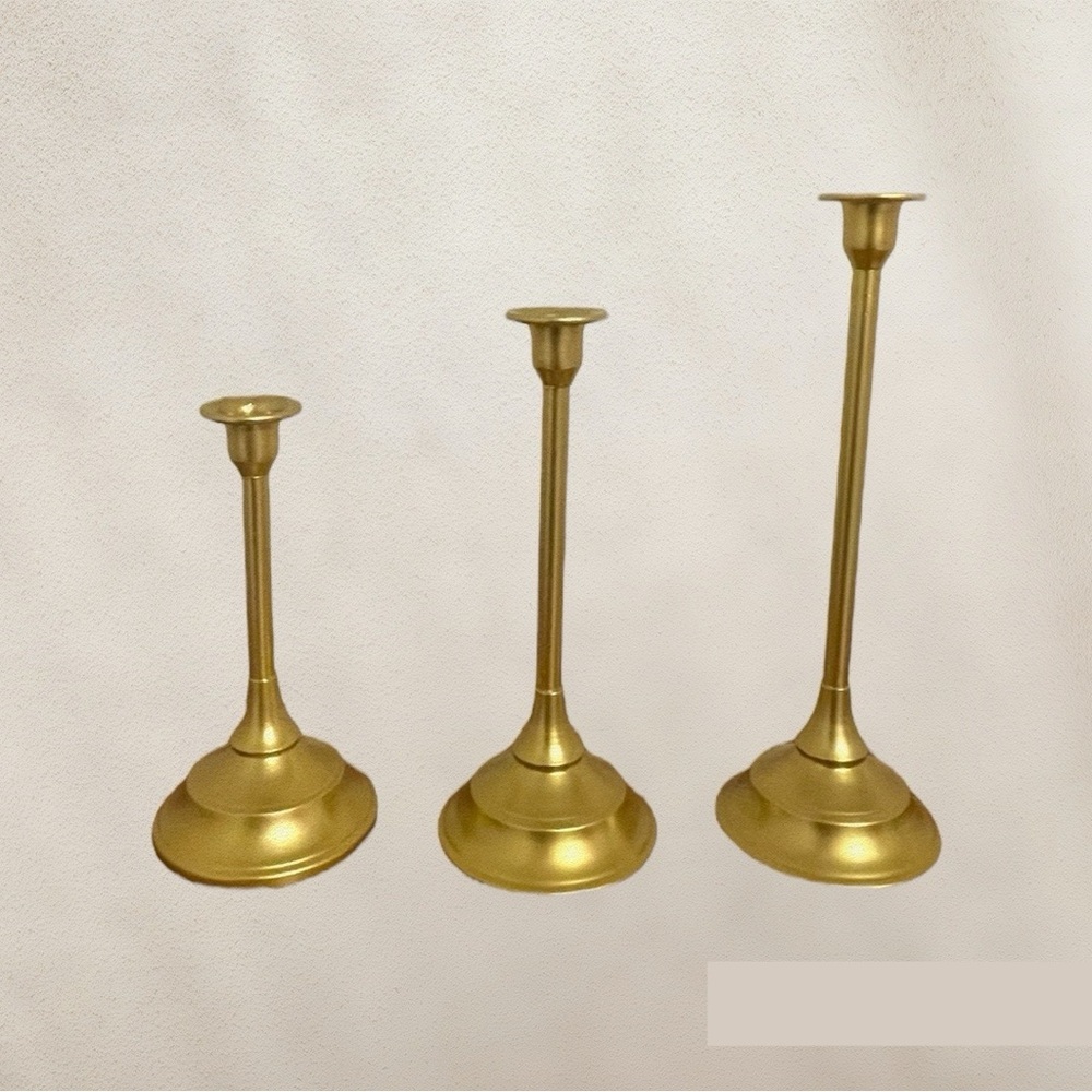 NWT Gold Beveled Candle Holders (3)